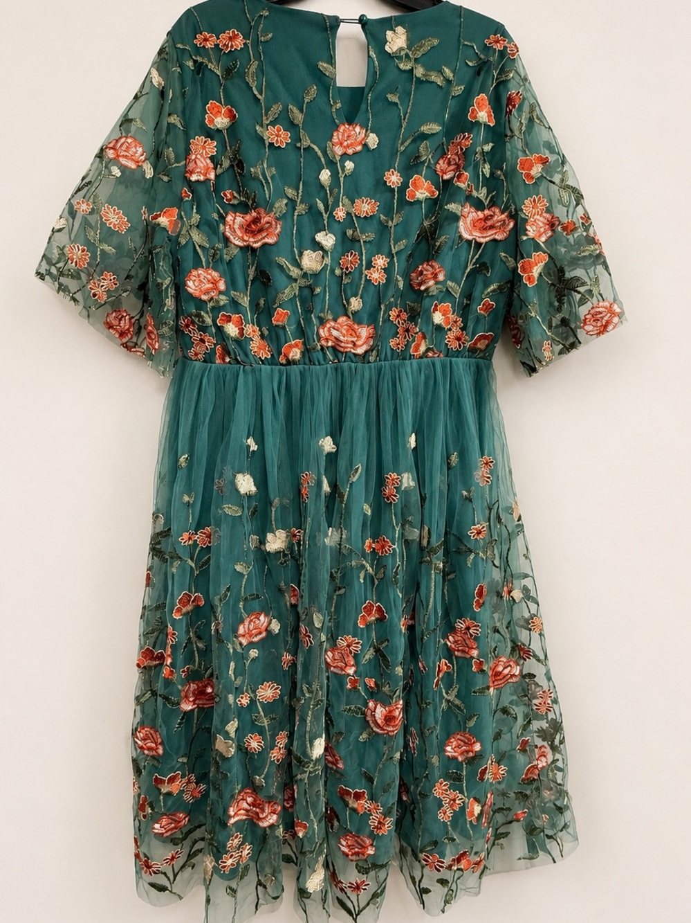 Baltic Born Teal Embroidered Floral Tulle Dress - Picture 4 of 9